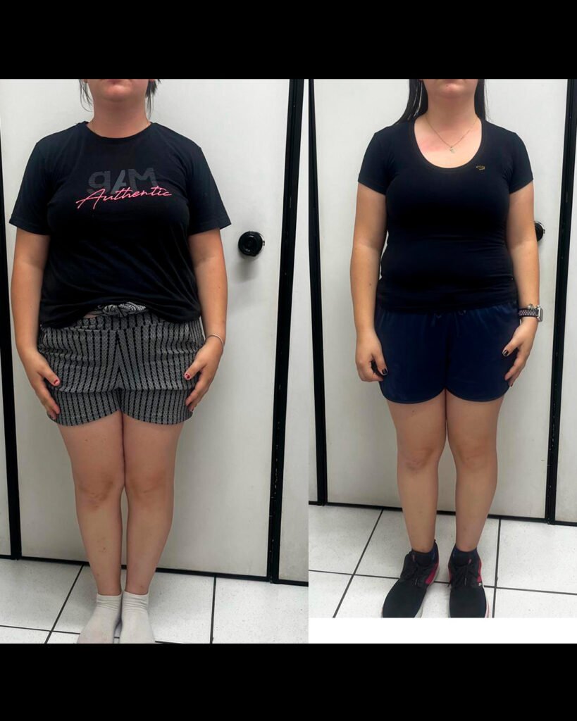 Antes e depois: Resultado real · aluna